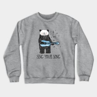 Sing Your Song - Cartoon Bear With Guitar Crewneck Sweatshirt